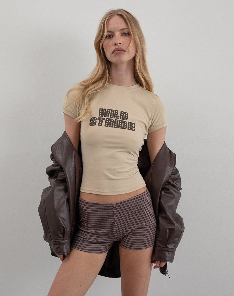 Immagine di Sera Short in marrone e grigio a righe