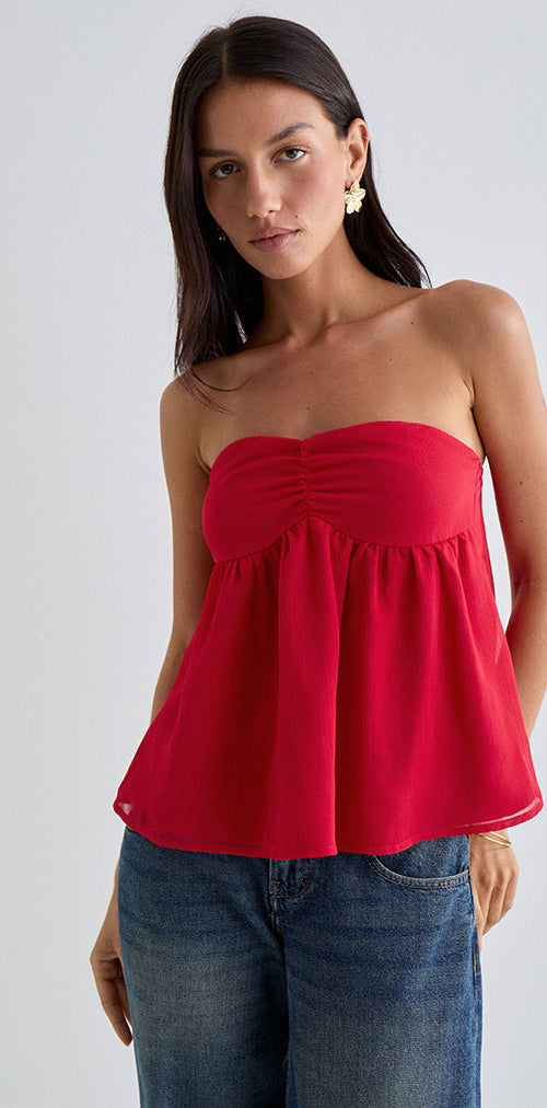 Immagine di Setsuko Bandeau Longline Top in Red