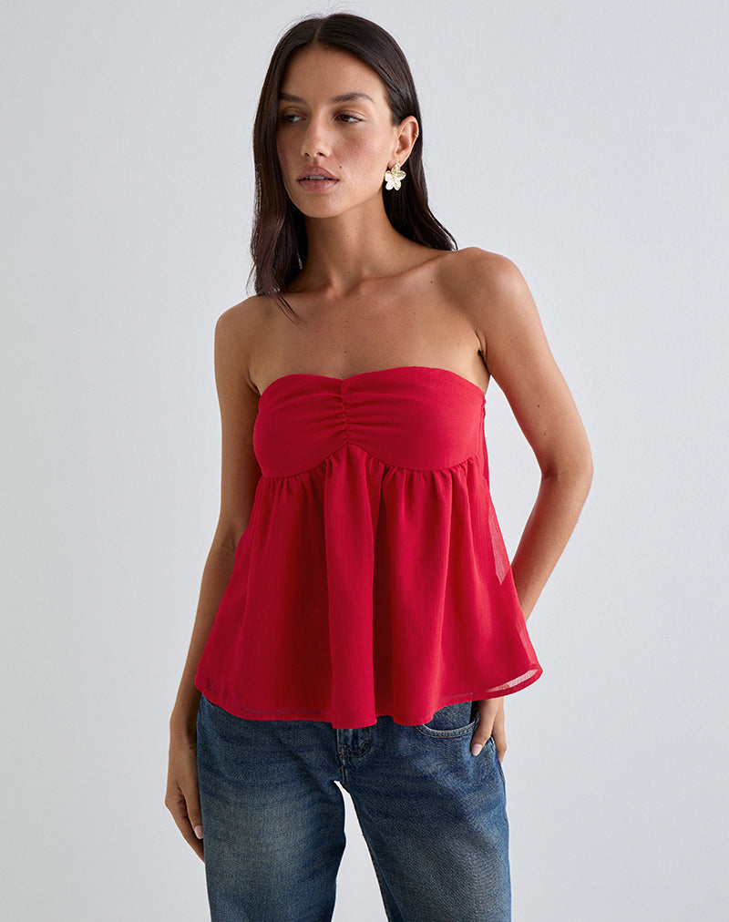 Immagine di Setsuko Bandeau Longline Top in Red