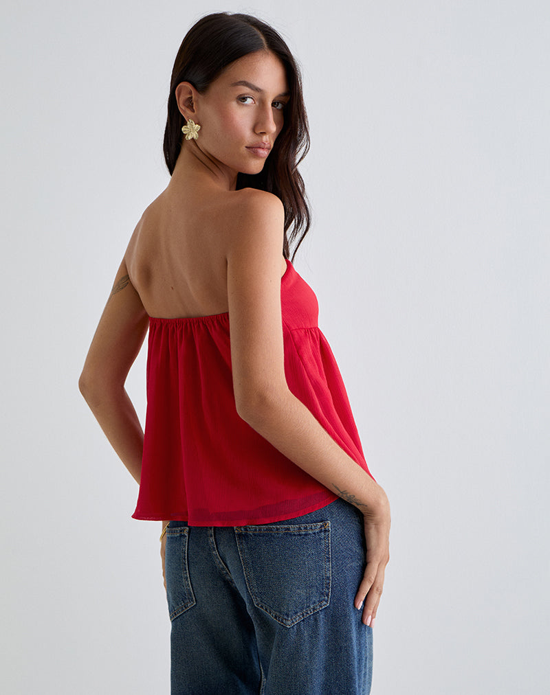 Immagine di Setsuko Bandeau Longline Top in Red