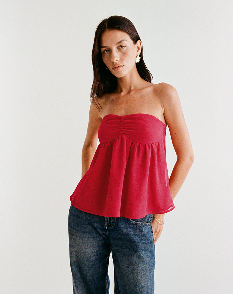 Immagine di Setsuko Bandeau Longline Top in Red
