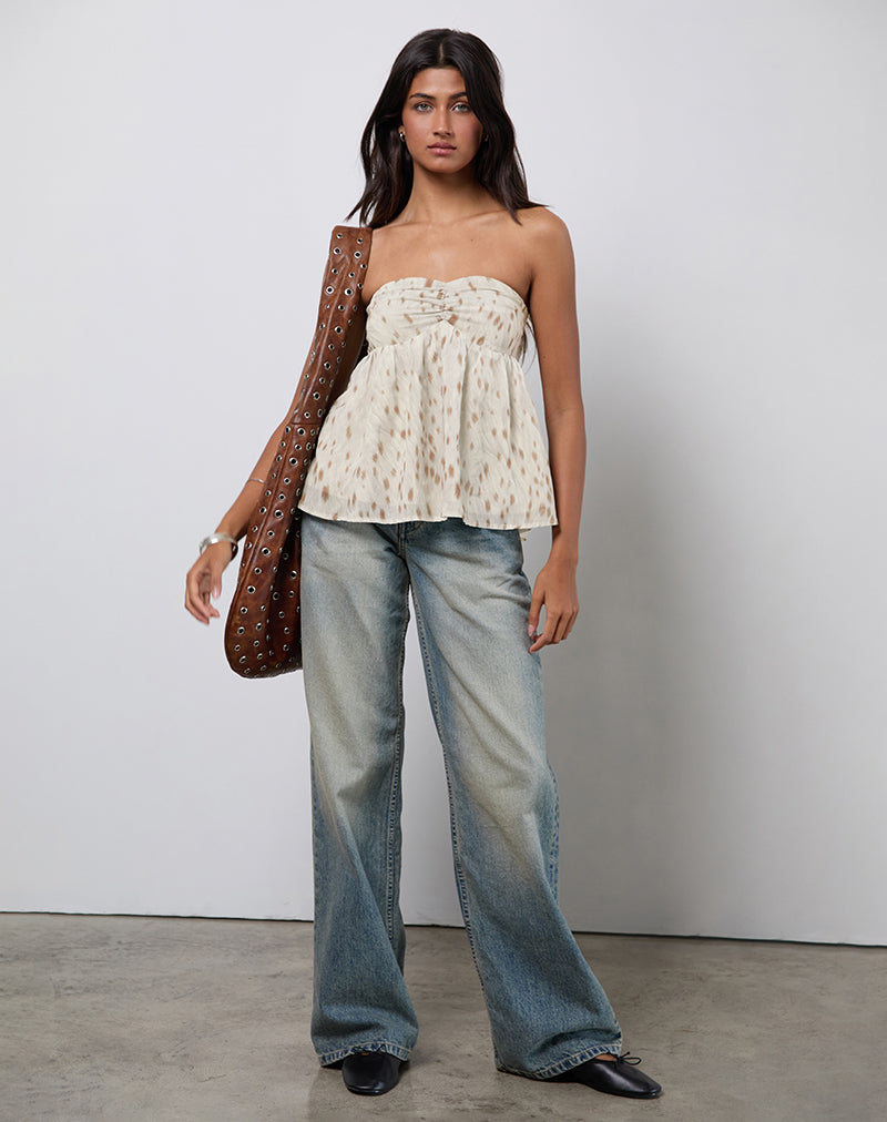 Immagine di Setsuko Bandeau Longline Top in Bambi Avorio