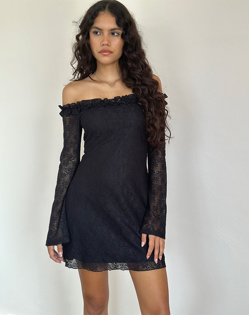 Immagine di Severine Bardot Mini Dress Lace Nero