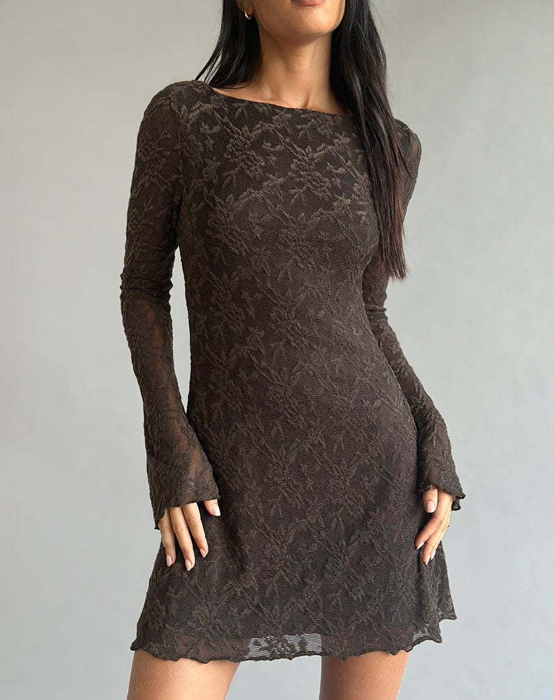Abito Sevila in maglia jacquard marrone scuro