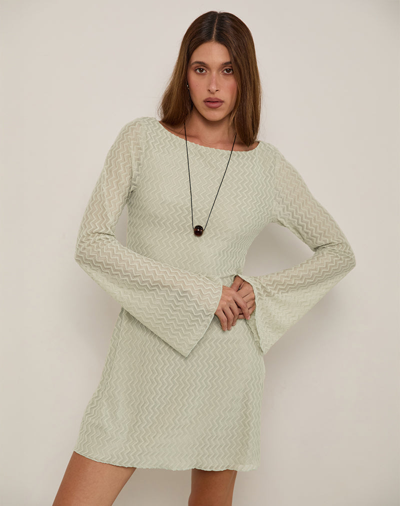 Immagine di Sevila Mini abito a maniche lunghe in maglia salvia Mini ZigZag