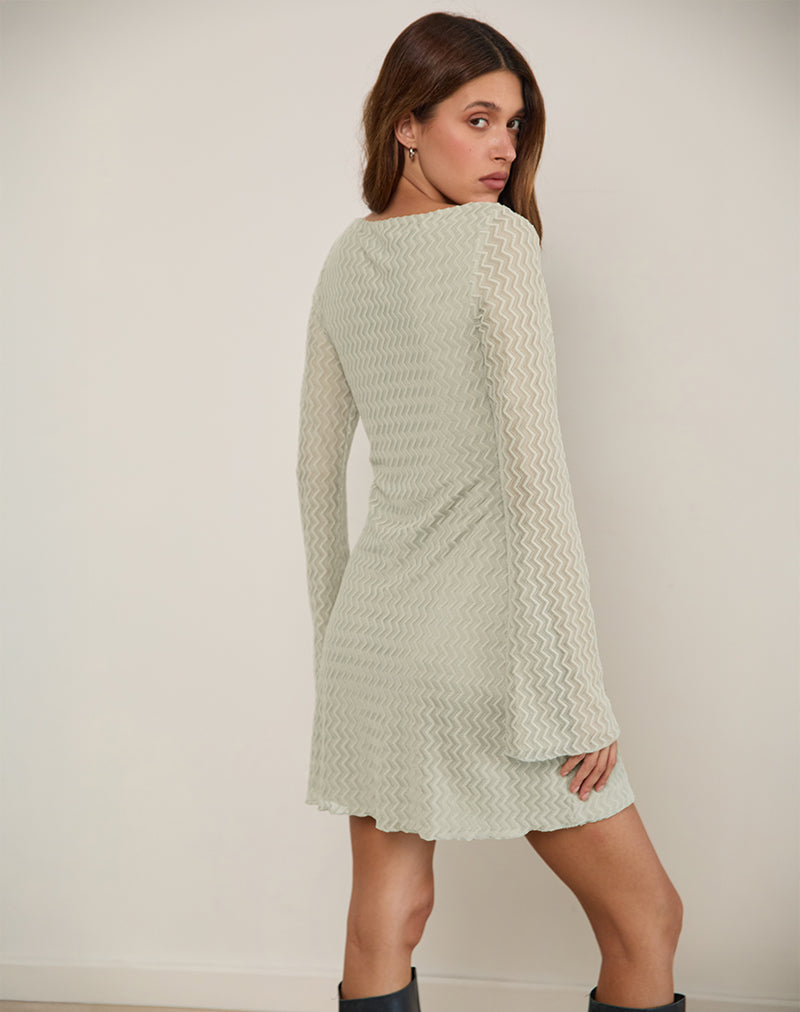 Immagine di Sevila Mini abito a maniche lunghe in maglia salvia Mini ZigZag
