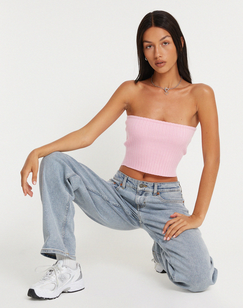 Top in maglia a fascia Shae in rosa
