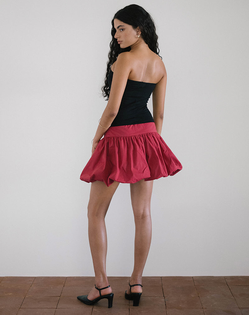 immagine di Kiyowo Puffball Mini Skirt in rosso Adrenaline