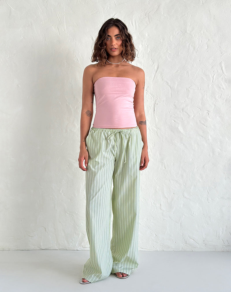 Pantaloni Samir a righe verde chiaro