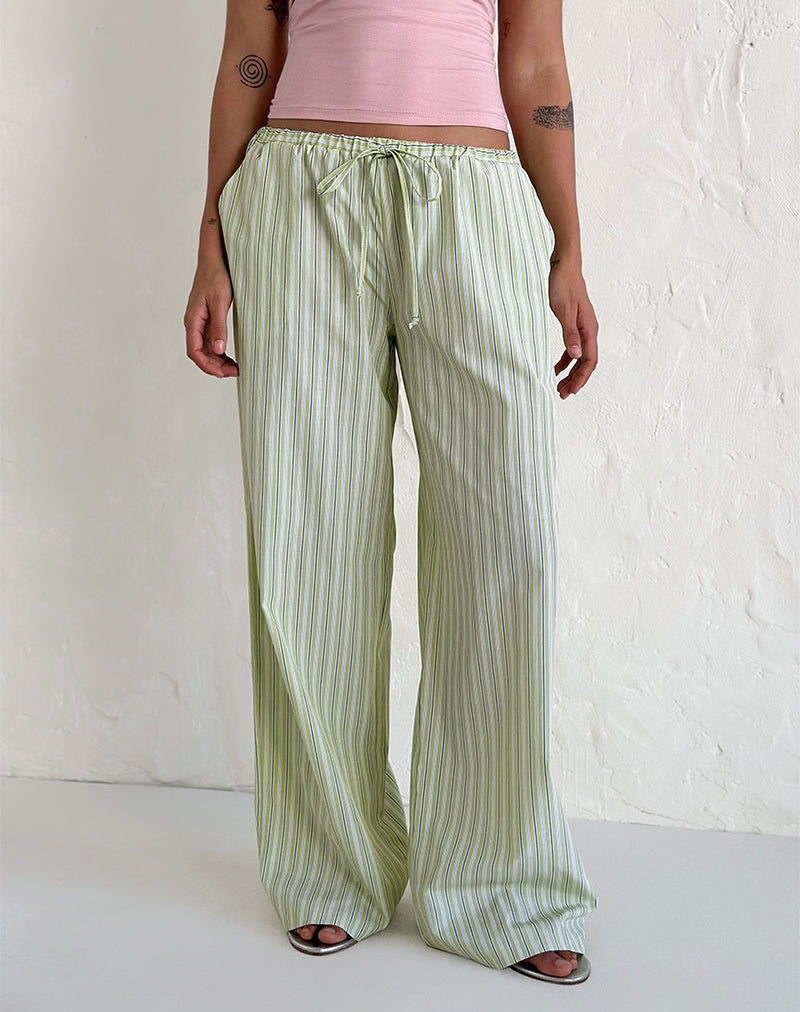 Pantaloni Samir a righe verde chiaro