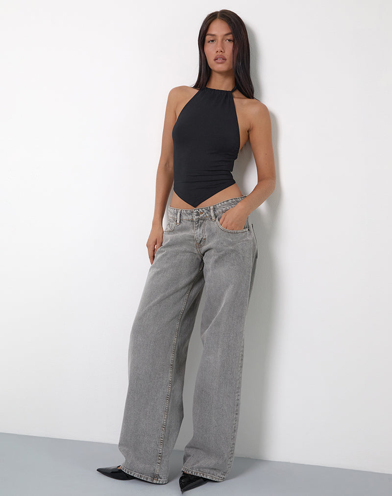 Immagine di Shalas Halter Top in Rayon Jersey Nero