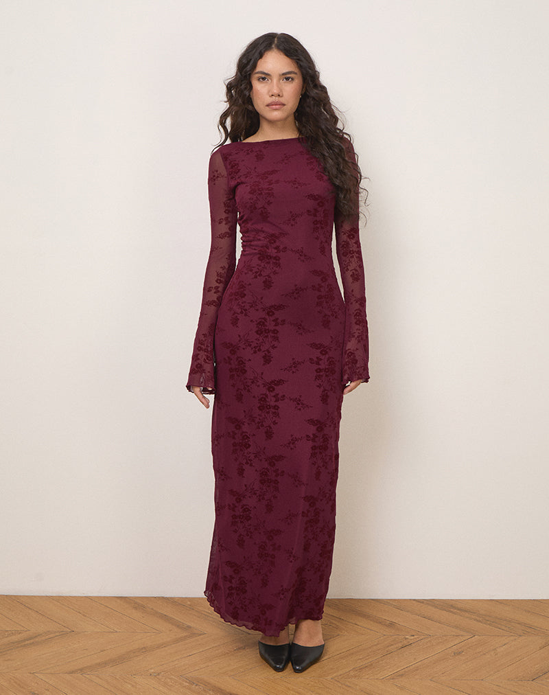 Abito Shaleed in fiore botanico marrone