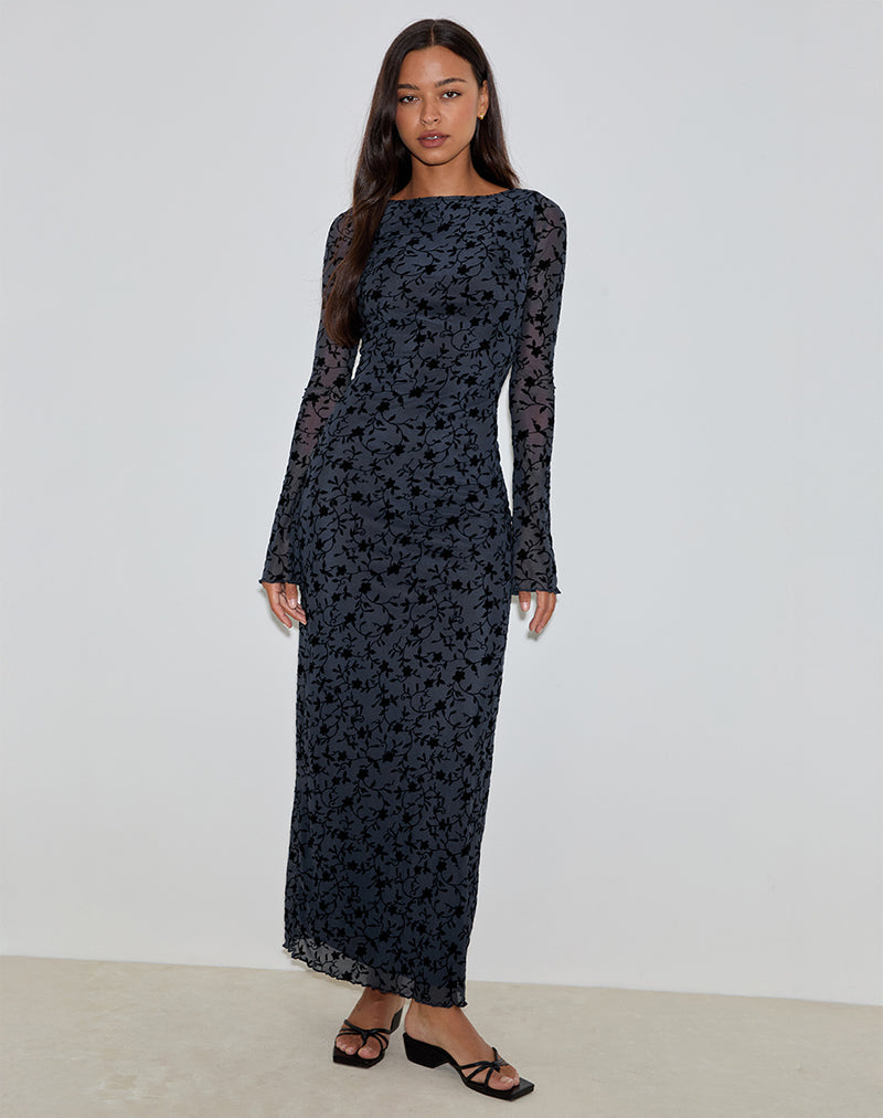 Maxi abito Shaleed in Pretty Petal Flock Navy