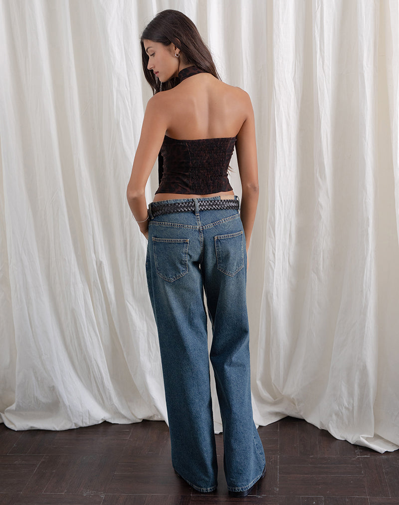 Immagine di Shaloe Top a fascia e sciarpa in marrone Jaguar Oversized