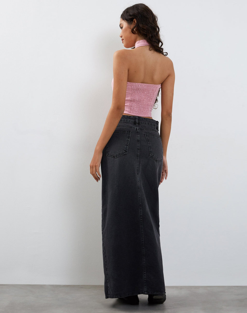 Top a fascia e sciarpa Shaloe in rosa fenicottero