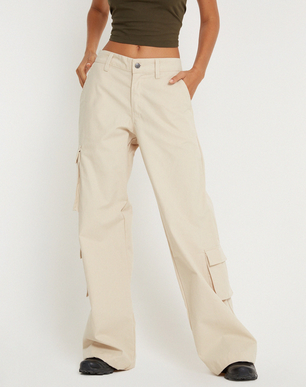 Pantaloni a gamba larga Shan in ecru