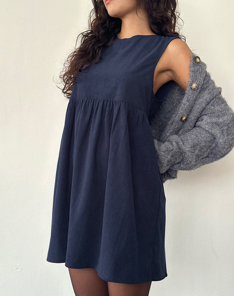 Immagine del mini abito Sheba in Babycord blu inchiostro