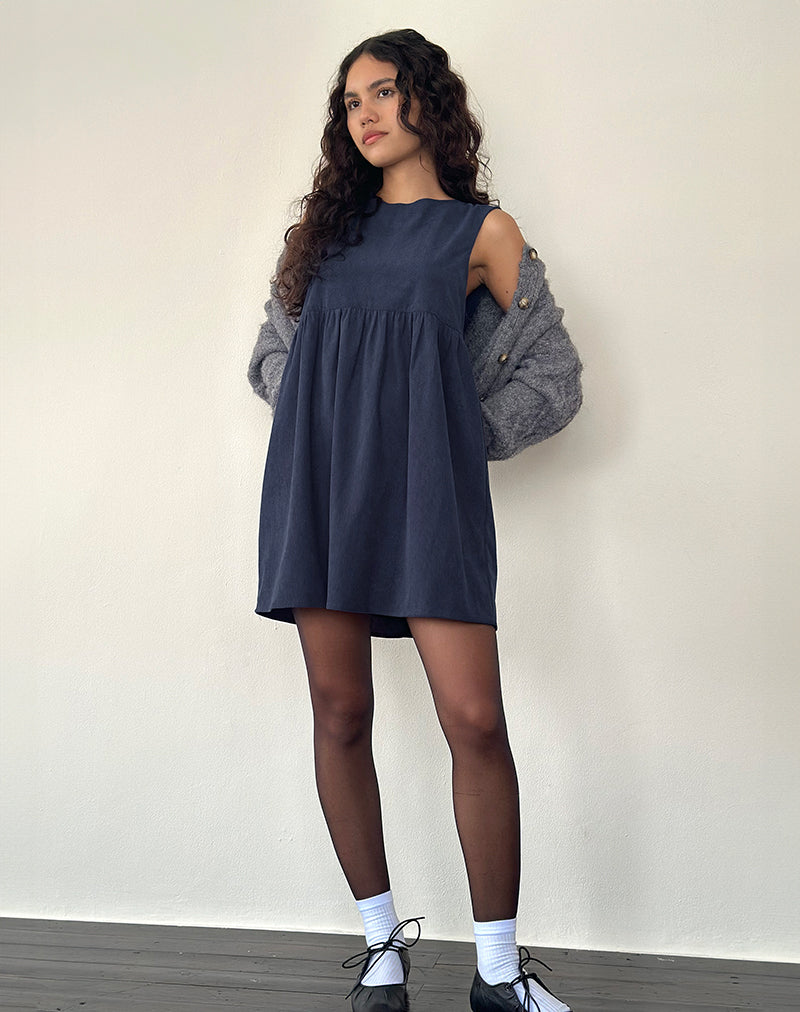 Immagine del mini abito Sheba in Babycord blu inchiostro