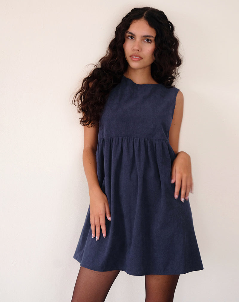 Immagine del mini abito Sheba in Babycord blu inchiostro