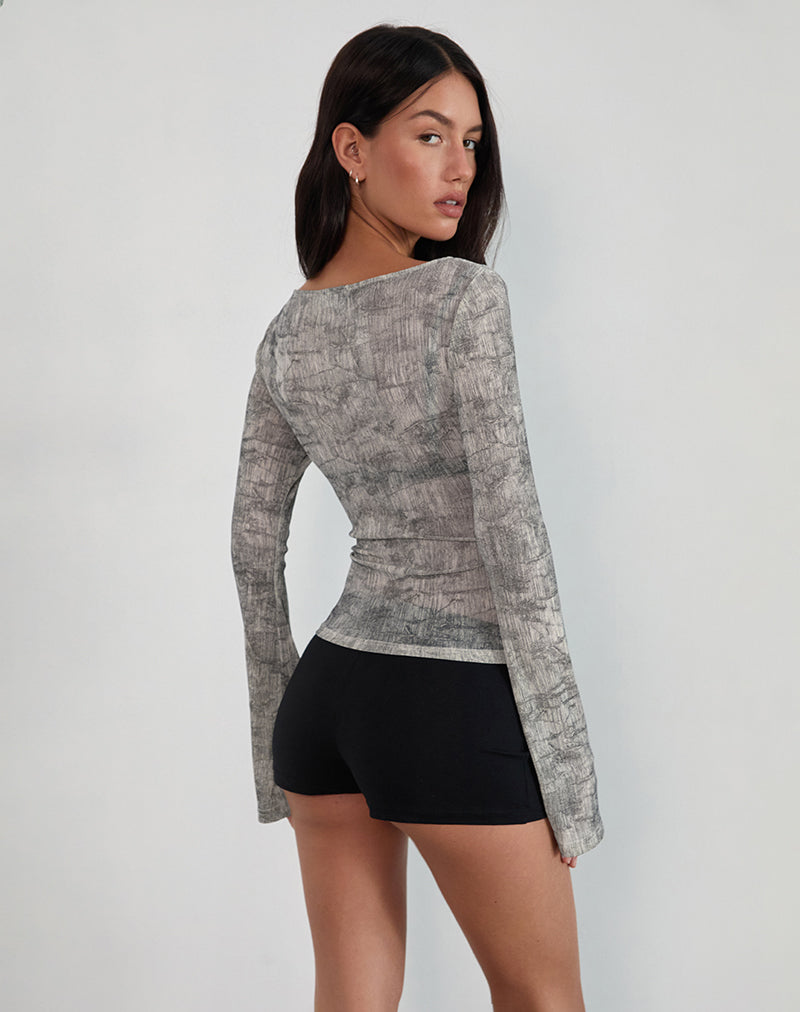 Immagine di Sheiza Top a manica lunga in maglia trasparente Grigio