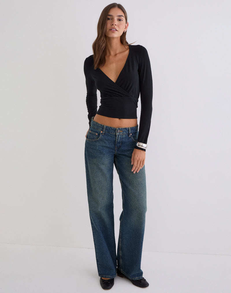 Image of Sheon Long Sleeve Top in Rib Black