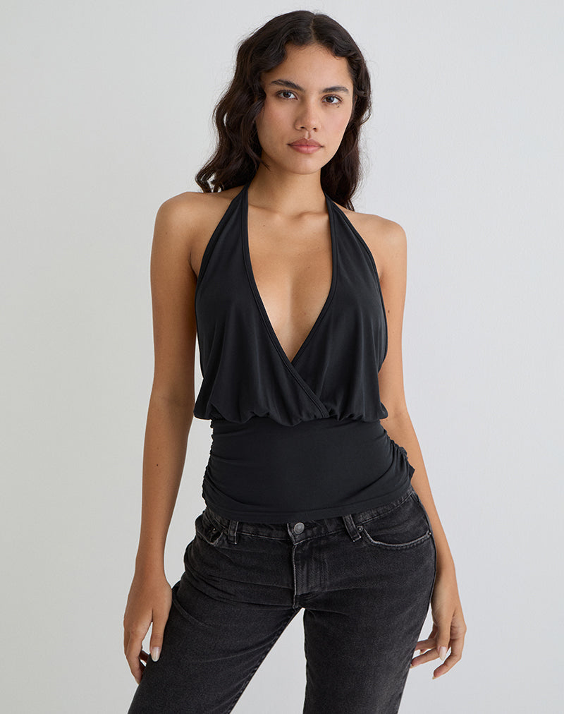 Immagine di Sherlyn Halter Top in Cupro Nero