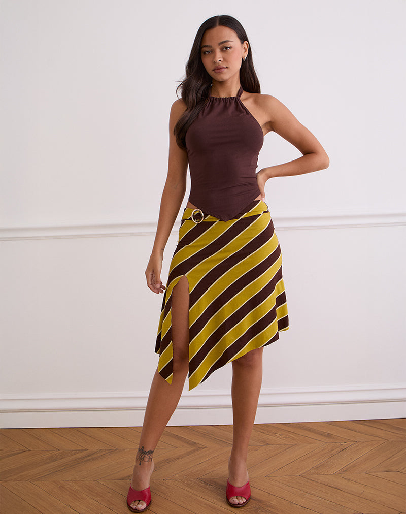 Immagine di Sherry Split Midi Skirt in Stripe Retro Yellow