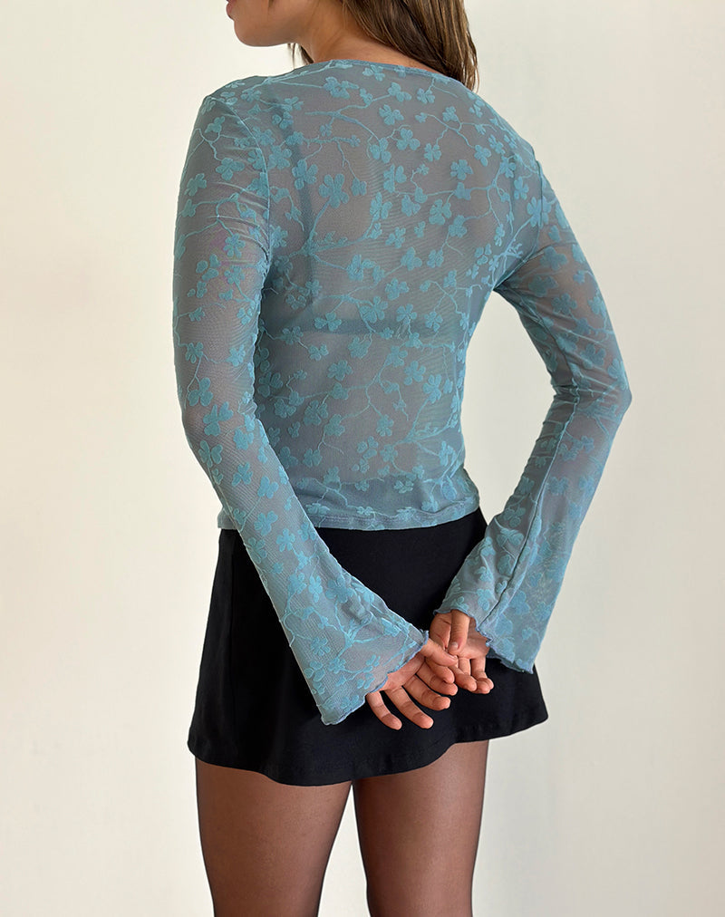 Immagine di Shia Cardigan in Grunge Floral Blue Grey