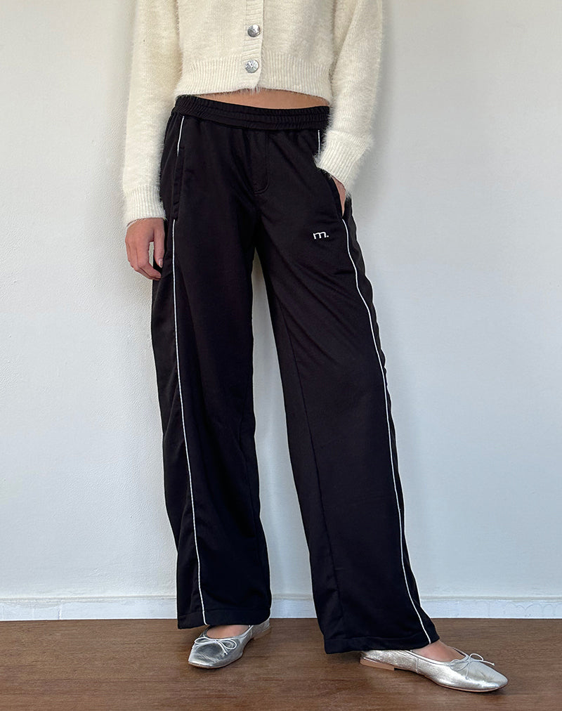 Shobi Jogger a gamba larga nero con profili grigi