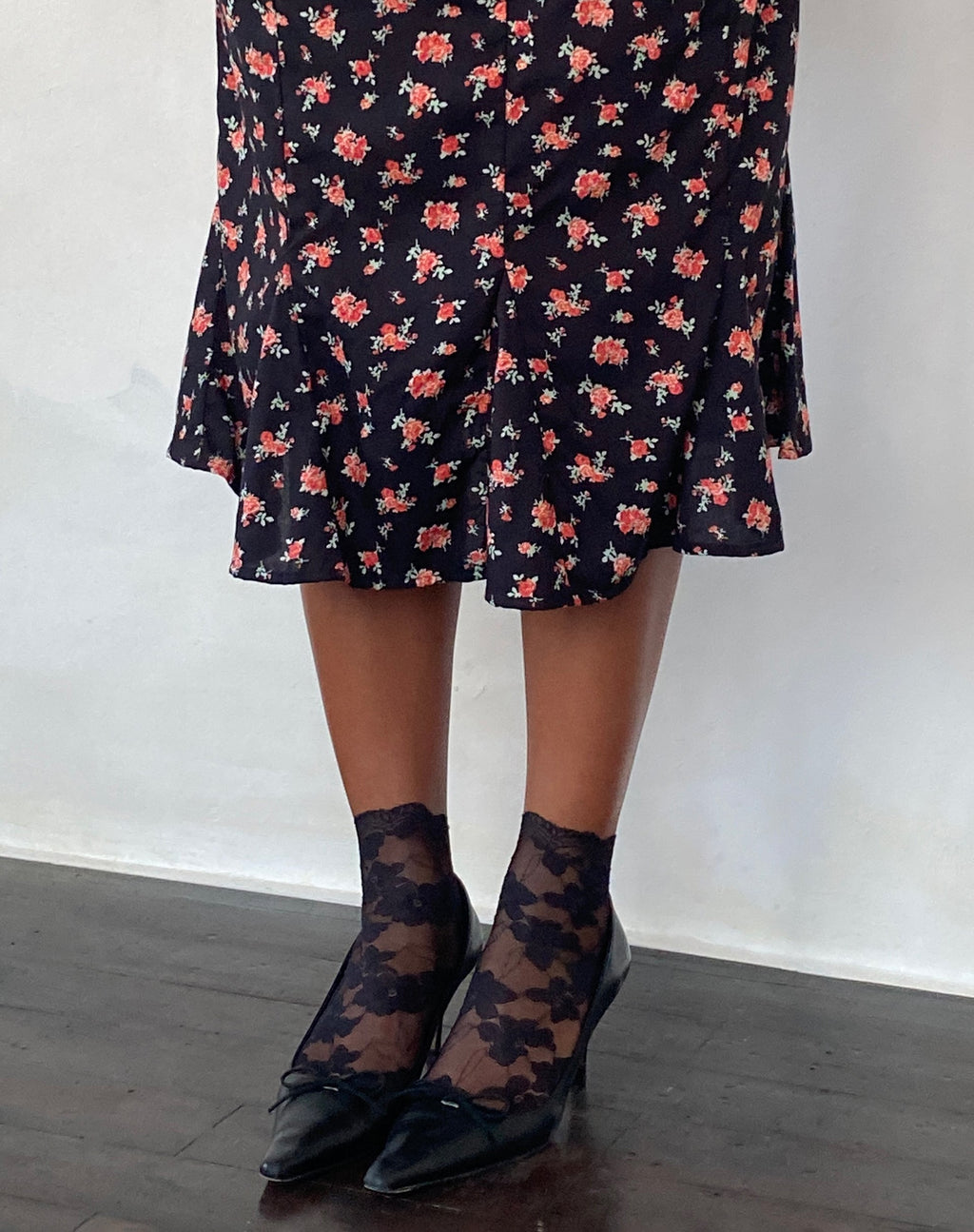 Gonna Sima Midi in Rosa Flowing Nero