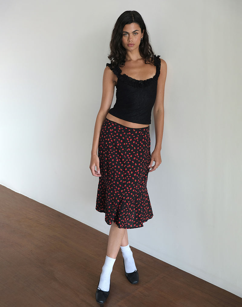 Gonna Sima Midi in Strawberry Polka Nero