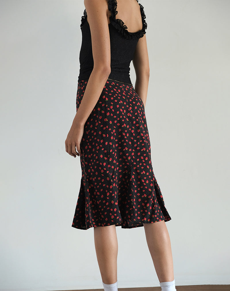 Immagine di Sima Midi Skirt in Strawberry Polka Nero
