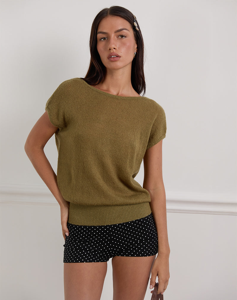 Immagine di Sinda Scoopback Top in maglia Olive