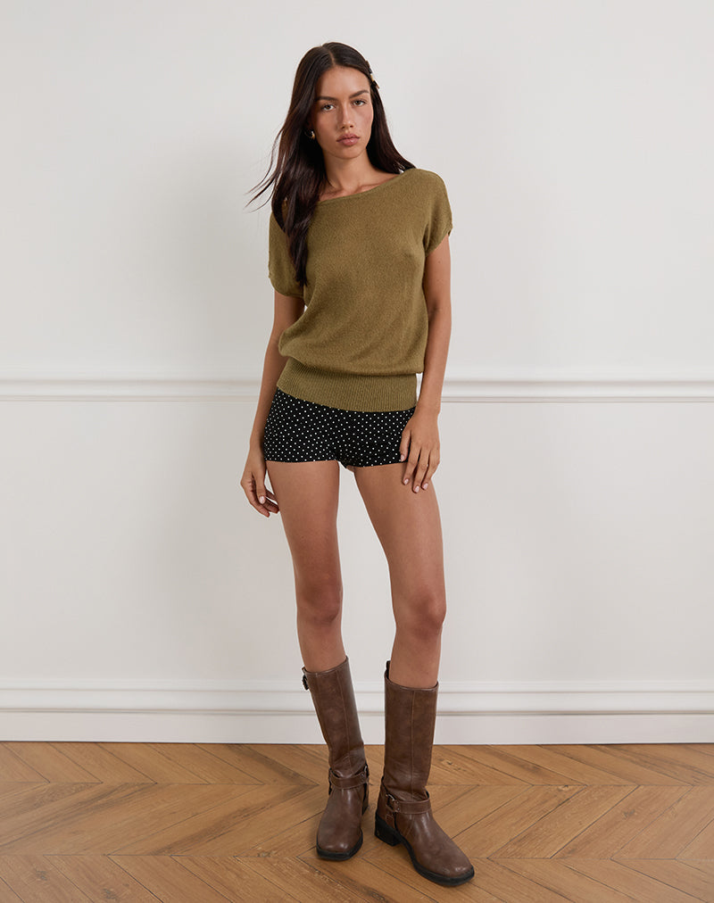 Immagine di Sinda Scoopback Top in maglia Olive