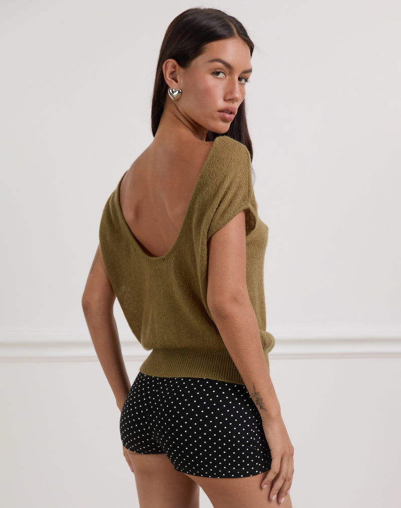 Immagine di Sinda Scoopback Top in maglia Olive