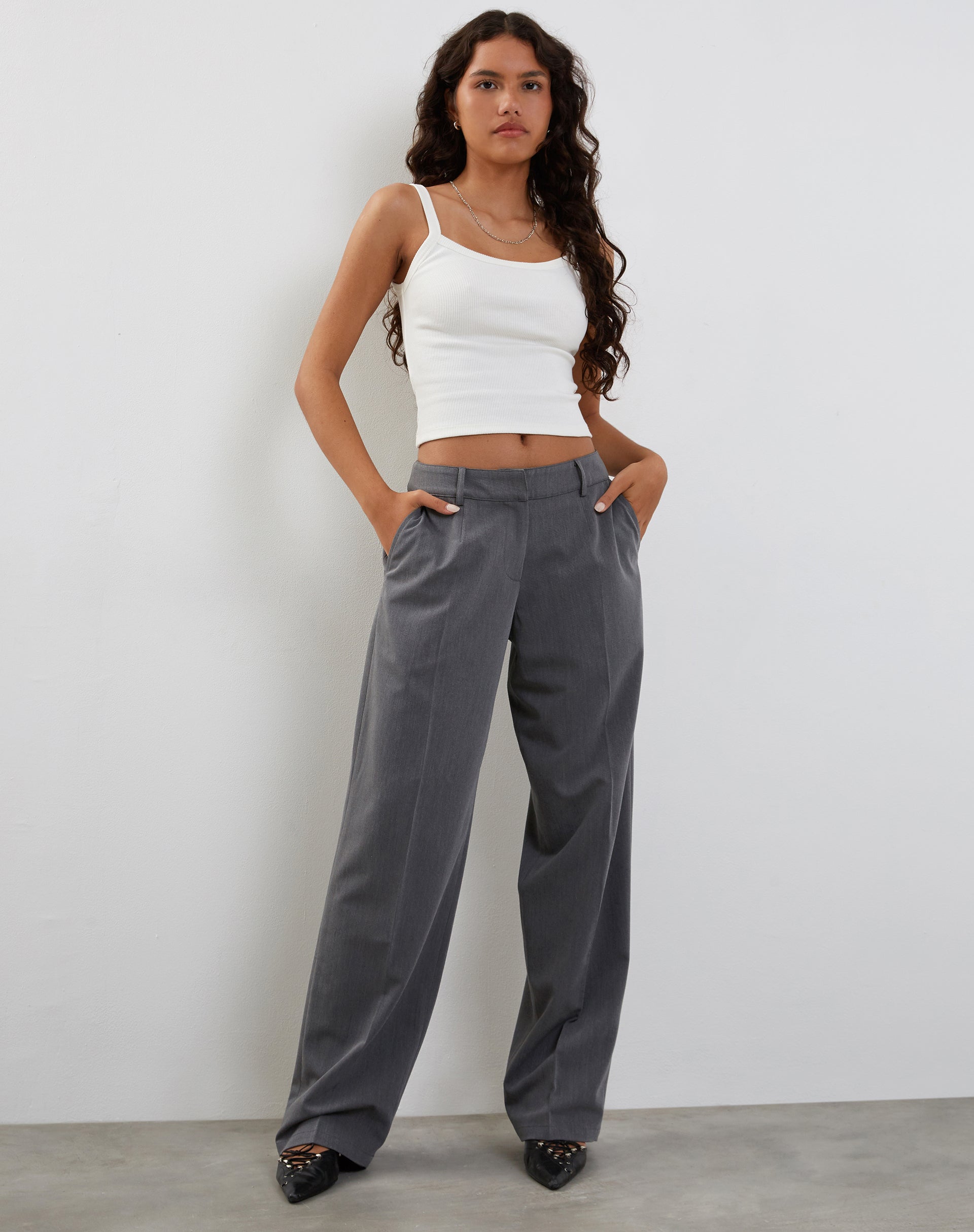 immagine di Sirkia Pantaloni sartoriali a vita bassa in carbone