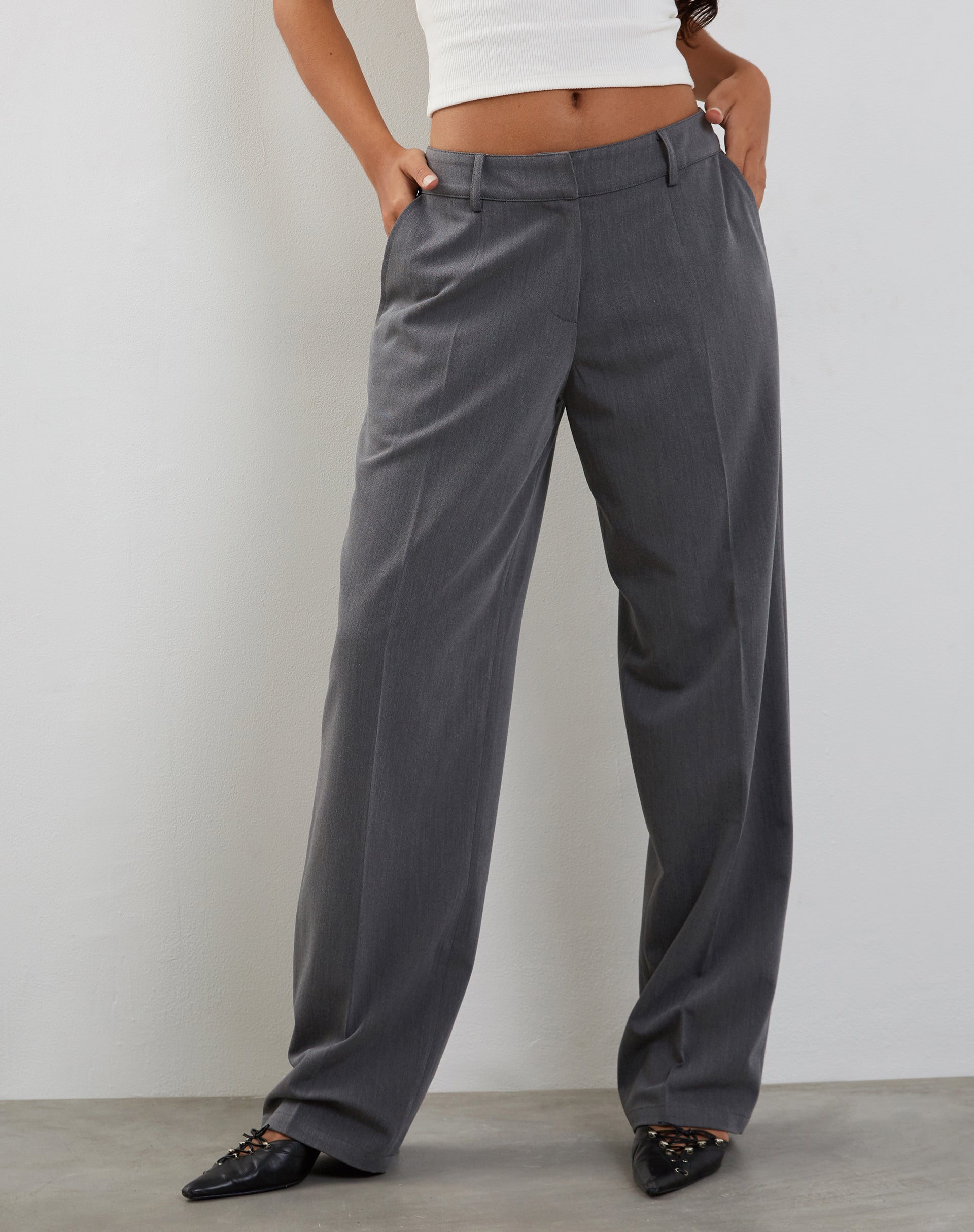 immagine di Sirkia Pantaloni sartoriali a vita bassa in carbone