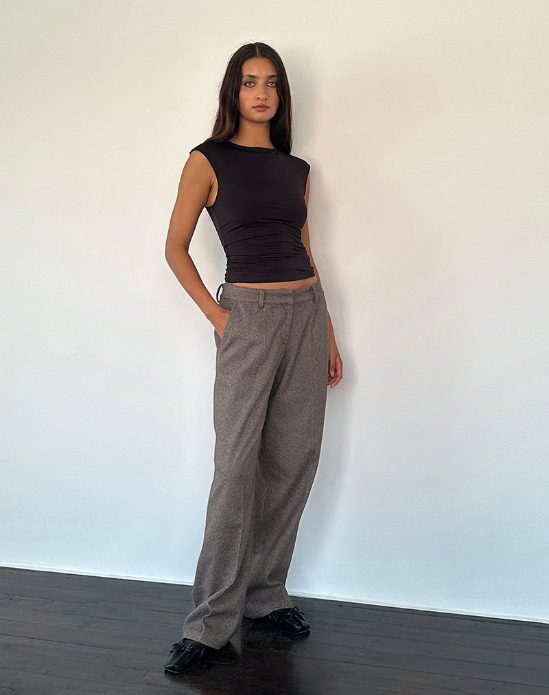 Immagine di Sirkia Pantaloni sartoriali a vita bassa in lana marrone scuro