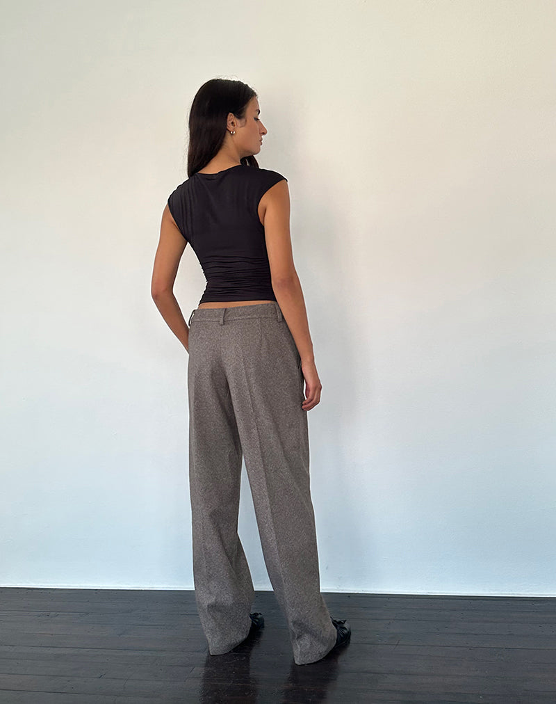 Immagine di Sirkia Pantaloni sartoriali a vita bassa in lana marrone scuro