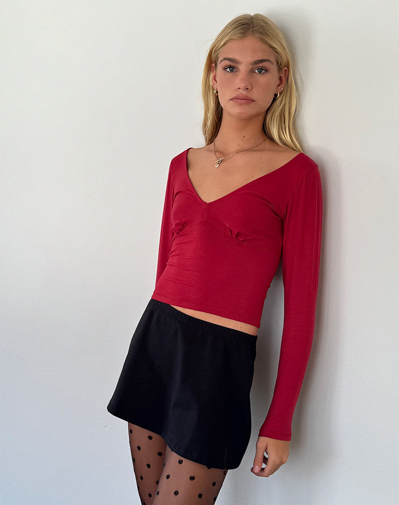 Top Sisil a maniche lunghe in rosso Adrenalina