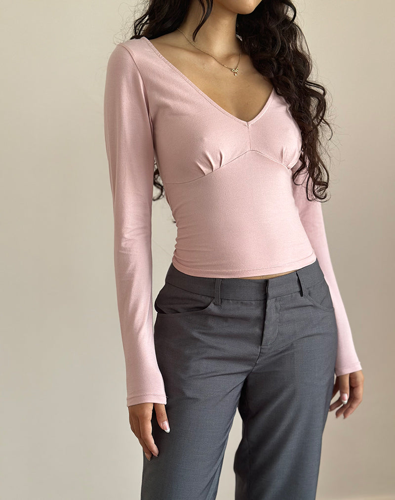 Top Sisil a maniche lunghe in rosa Lady