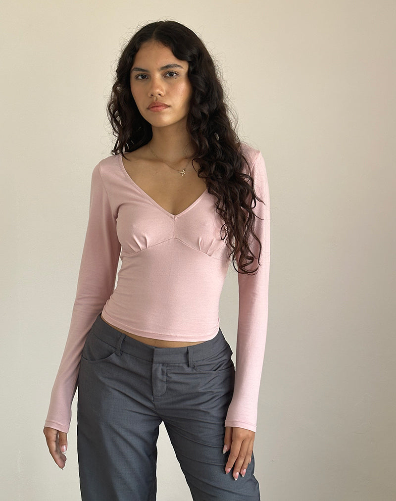 Top Sisil a maniche lunghe in rosa Lady