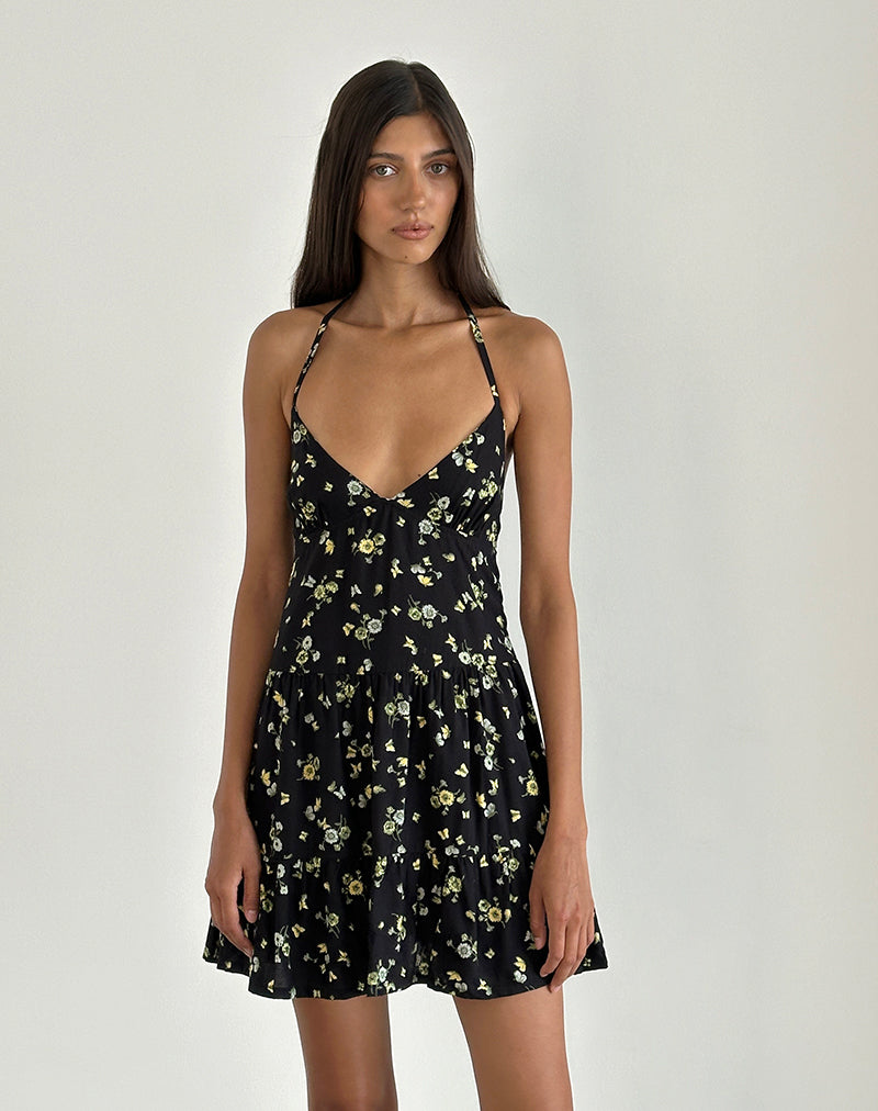 Immagine di Siskana Mini Dress in Lemon and Lime Nero