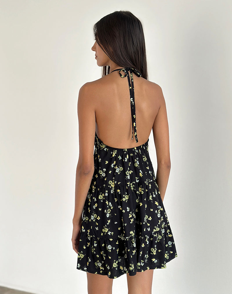 Immagine di Siskana Mini Dress in Lemon and Lime Nero