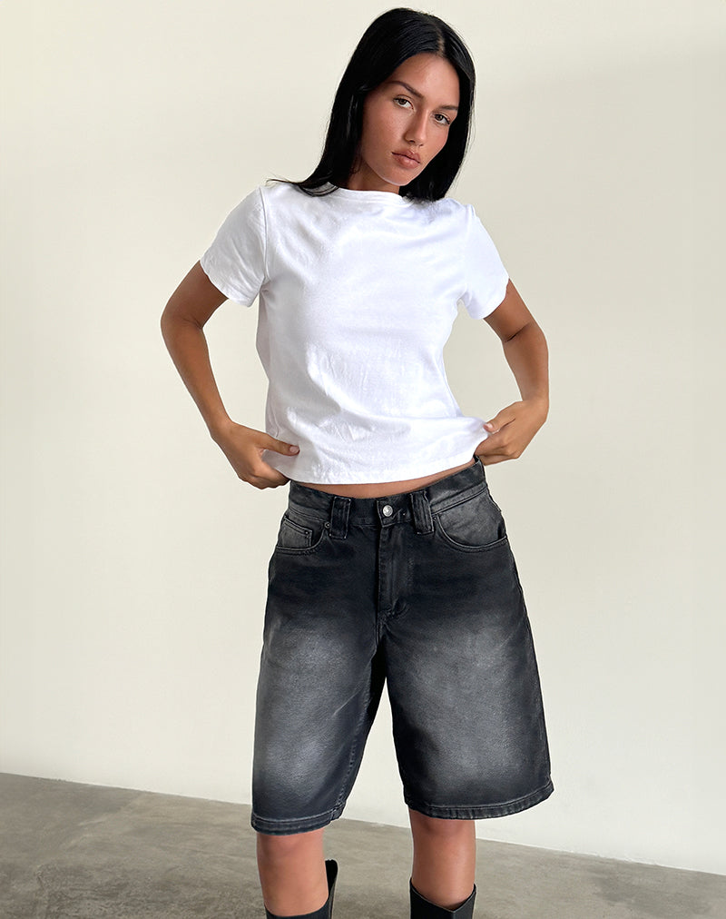 Pantaloncini skater a vita bassa in nero estremo
