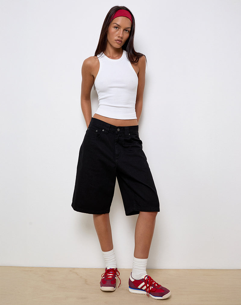 Immagine dei pantaloncini skater a vita bassa in denim nero risciacquato