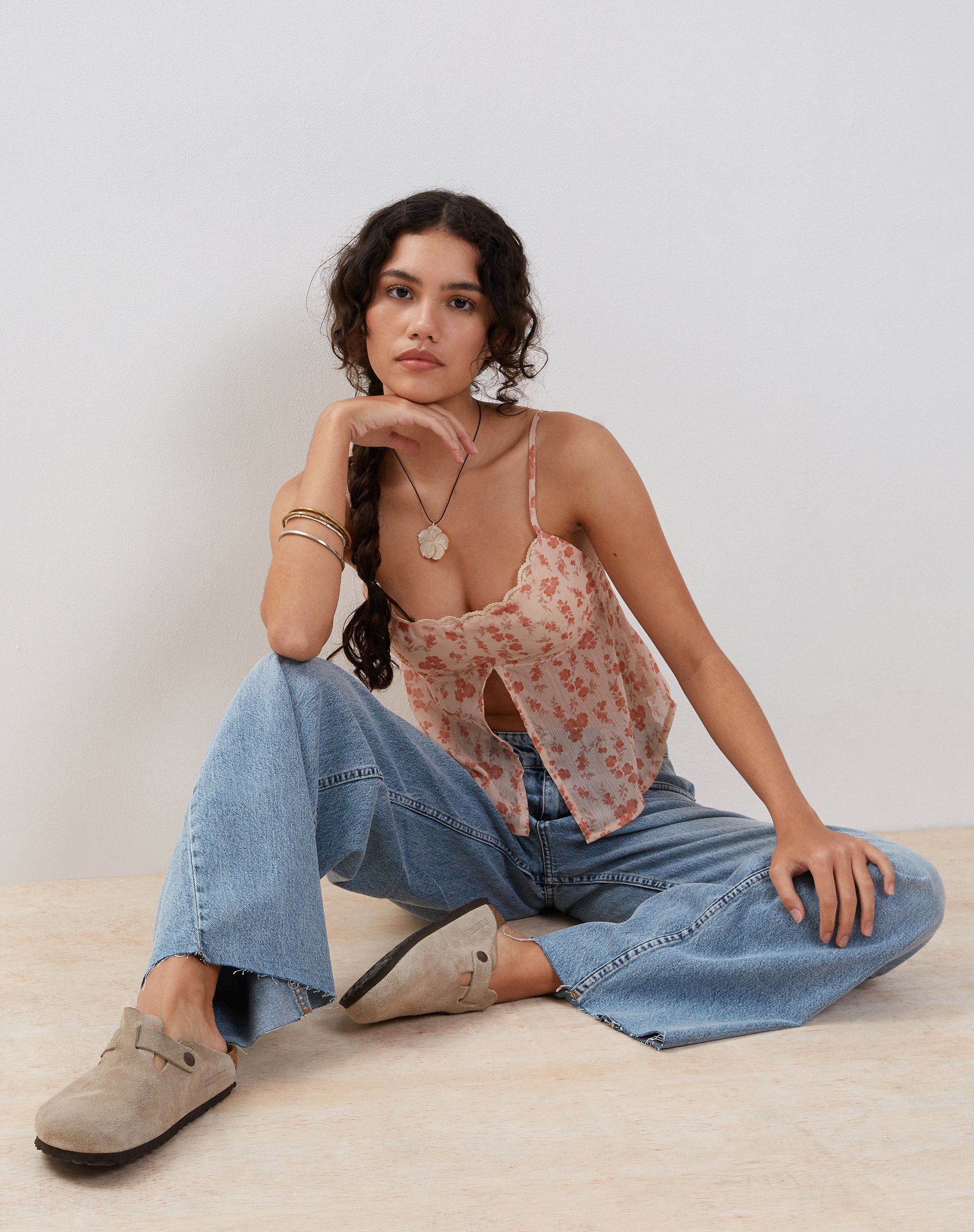 Immagine di Slavina Cami Butterfly Top in Peach Cherry Blossom