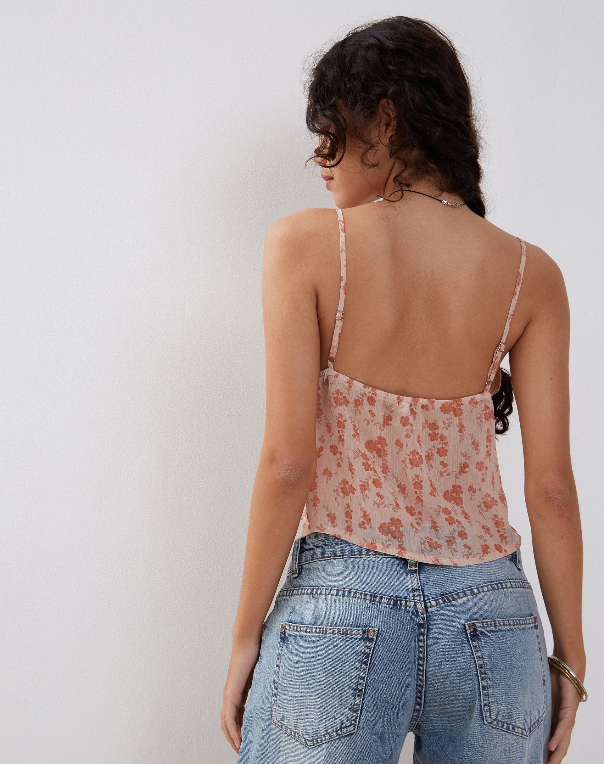 Immagine di Slavina Cami Butterfly Top in Peach Cherry Blossom