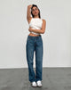Immagine dei jeans paralleli slim a vita bassa in blu medio Usato