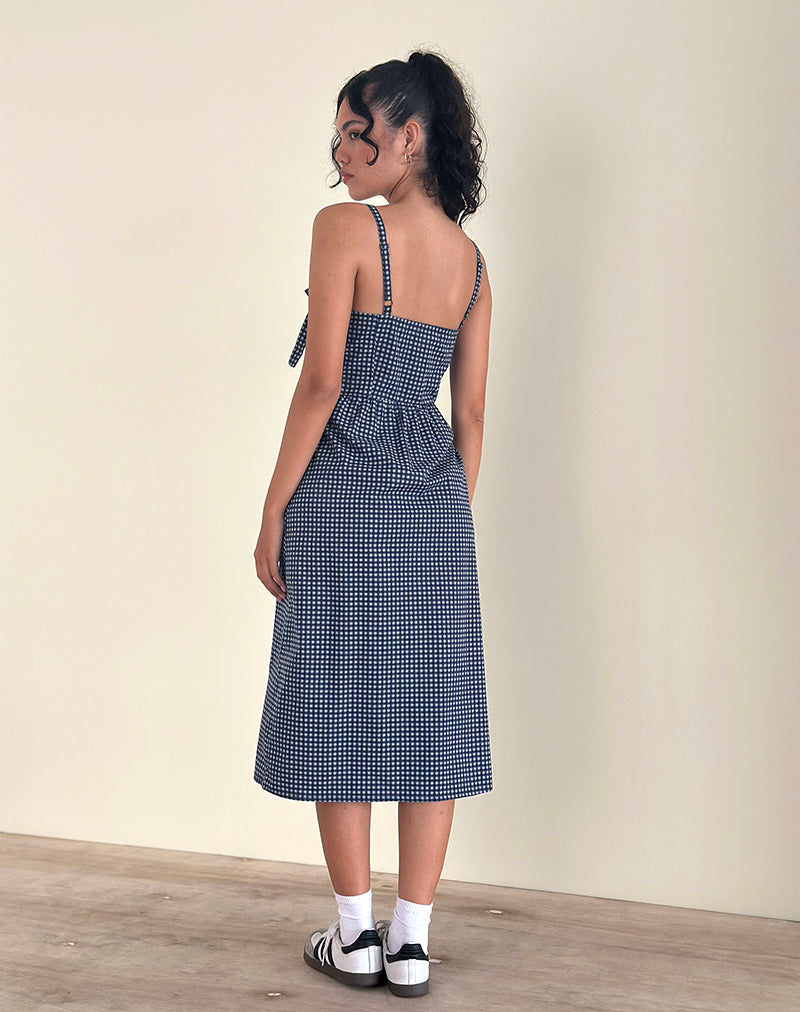 Immagine di Sloane Midi Dress in Mini Blu Scuro Gingham